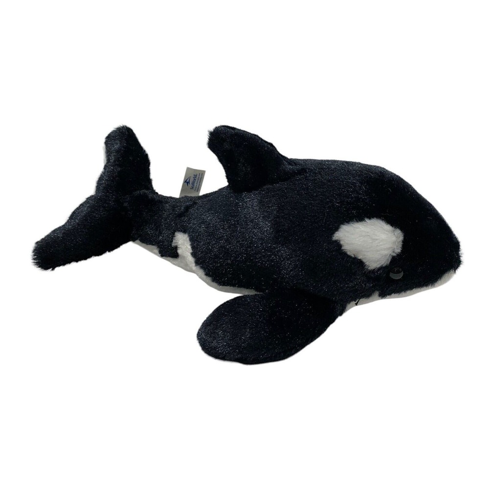 SeaWorld‎ Killer Whale Orca Shamu Black White Plush Stuffed Animal Toy Gift 9"